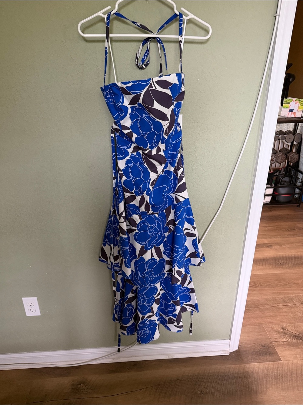 Milly Blue and White Strapless Floral Sundress